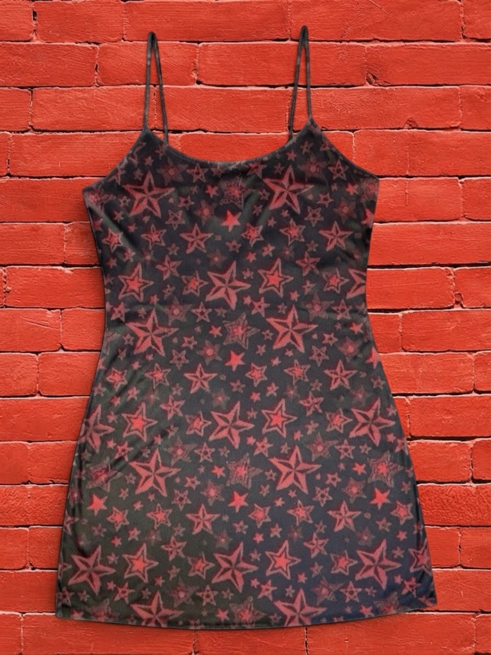 Hot Topic Social Collision Cami Mini Dress Black Red Star Grunge Punk Goth L